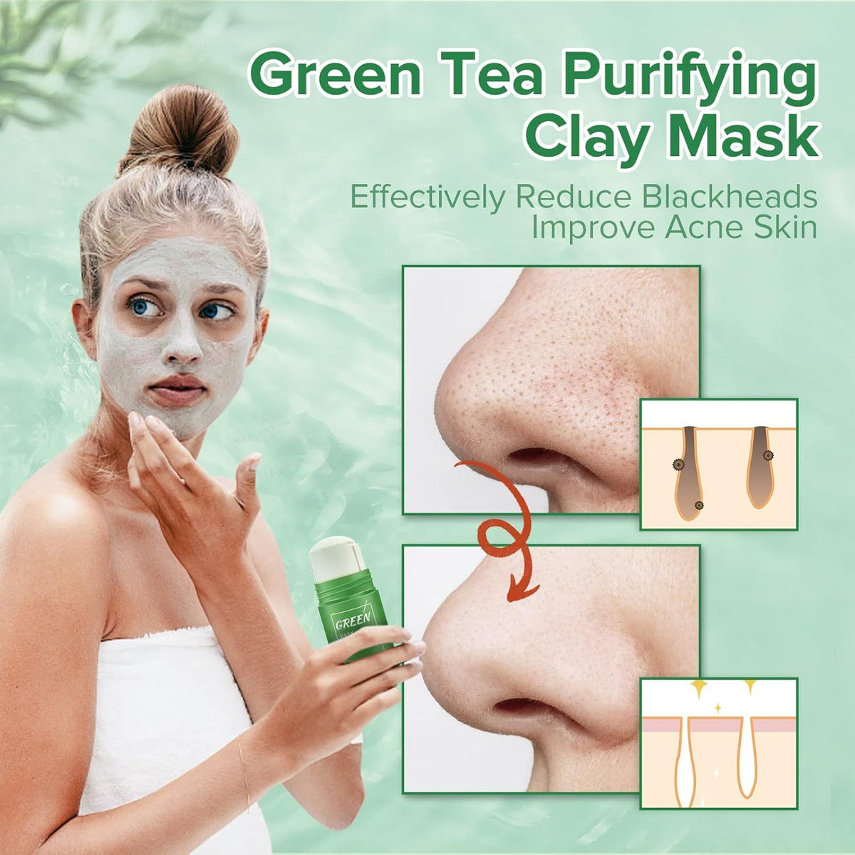 Green Tea Cleansing Clay Mask Stick – Oil Control & Pore Purifying