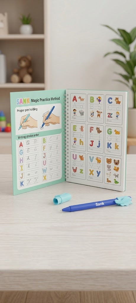 Magic Groove Handwriting Practice Notebook – Reusable Tracing Book for Kids & Adults