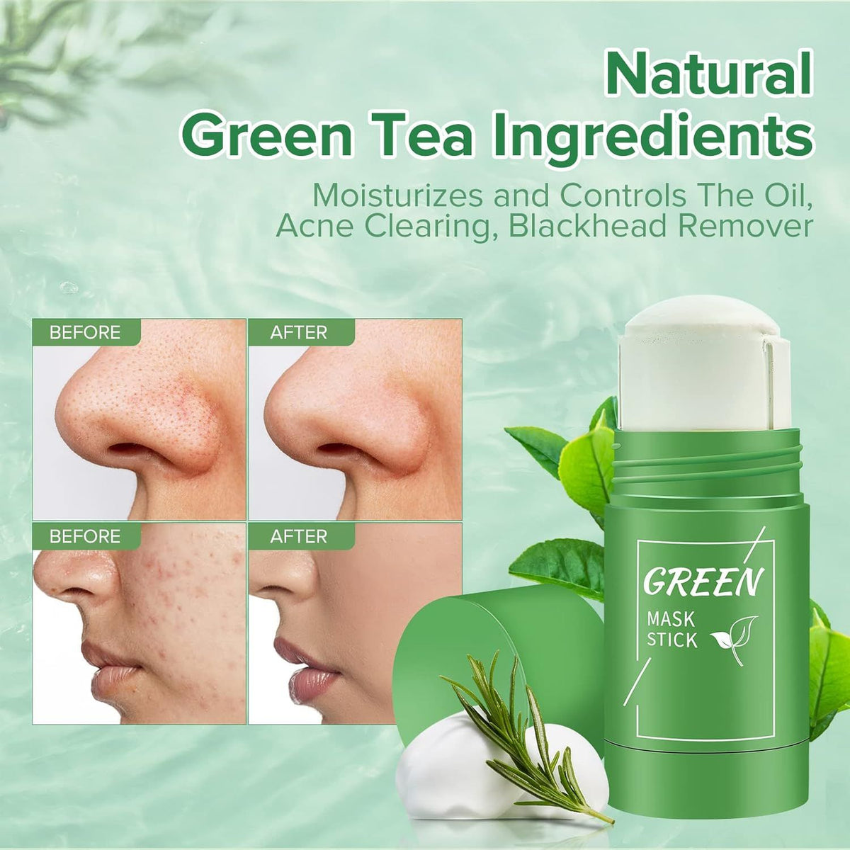 Green Tea Cleansing Clay Mask Stick – Oil Control & Pore Purifying